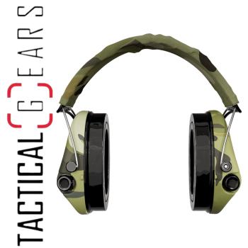 SORDIN SUPREME PRO-X LED AKTIVER KAPSEL-GEHÖRSCHUTZ GELKISSEN CAMO-BAND CAMO-KAPSEL
